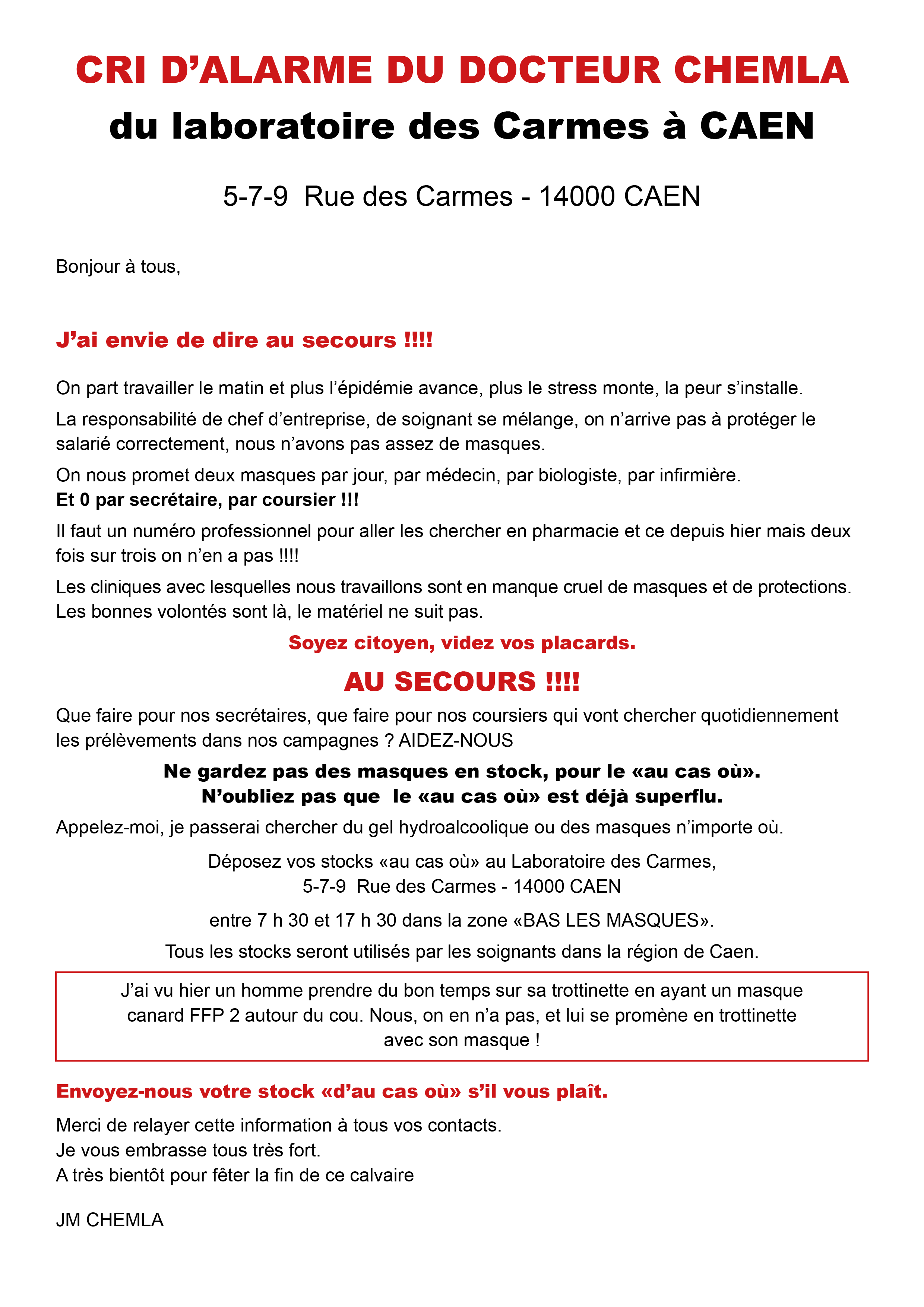 appel au secours Creully sur Seulles